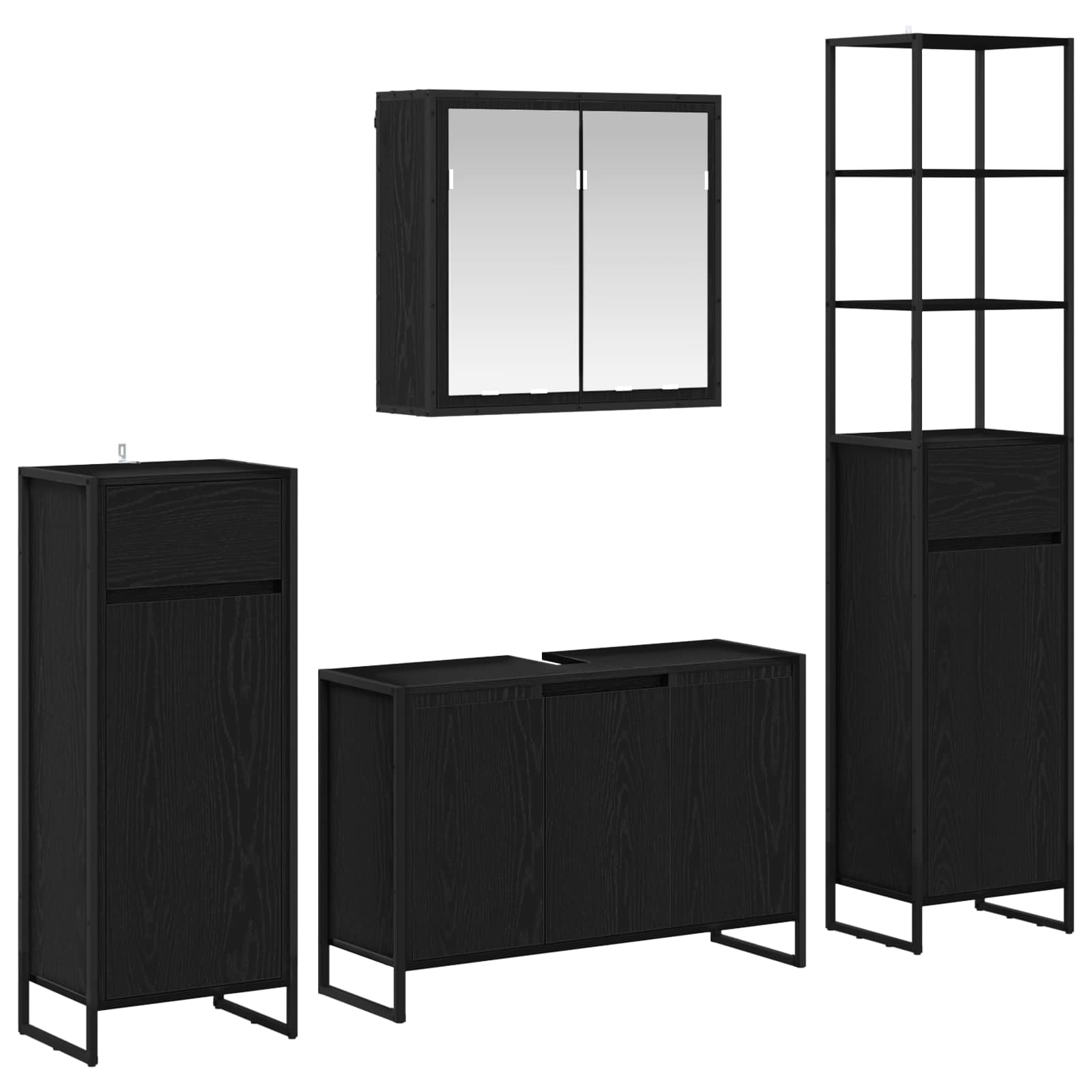 Ensemble de mobilier de salle de bain 4 pc Chêne noir - XIOS