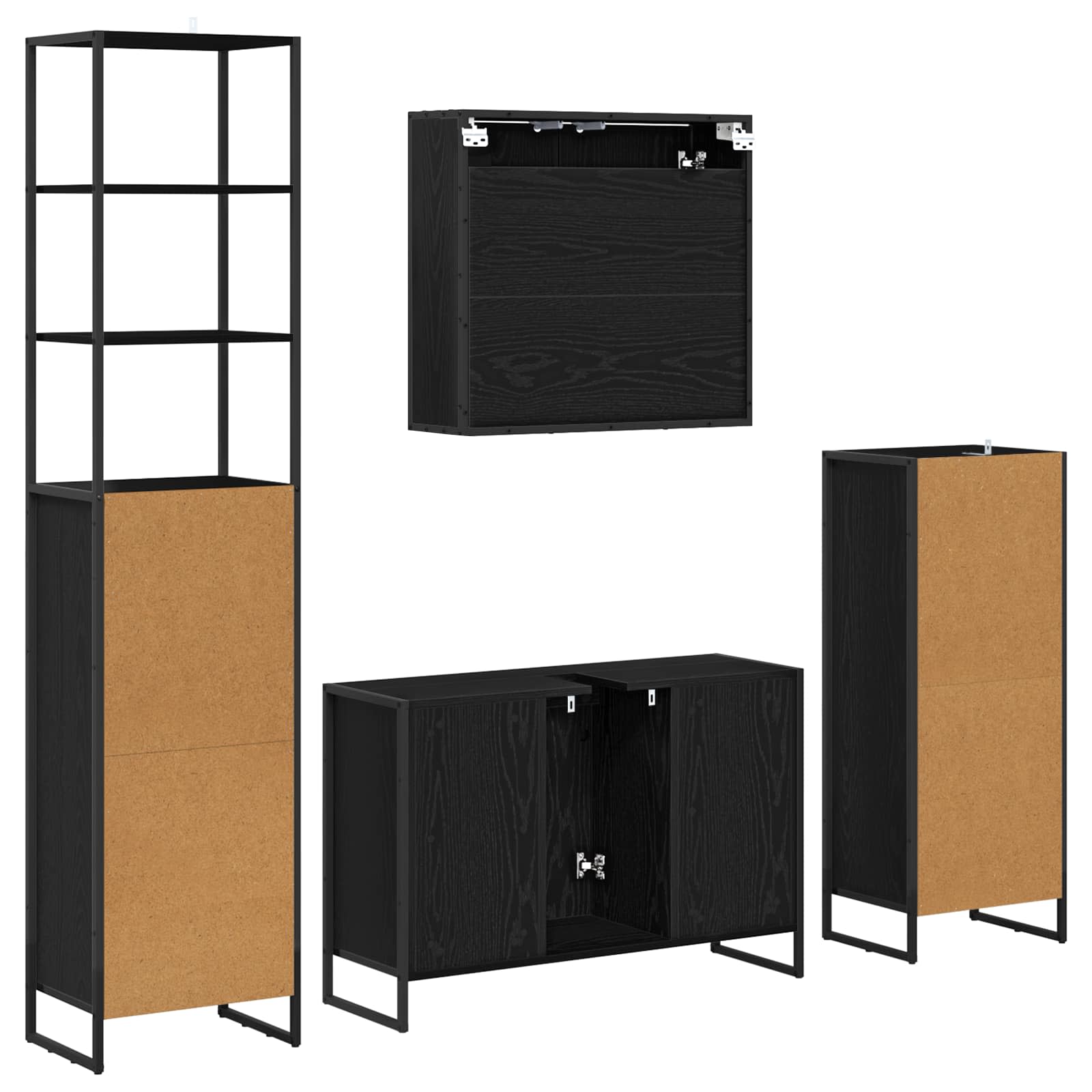 Ensemble de mobilier de salle de bain 4 pc Chêne noir - XIOS