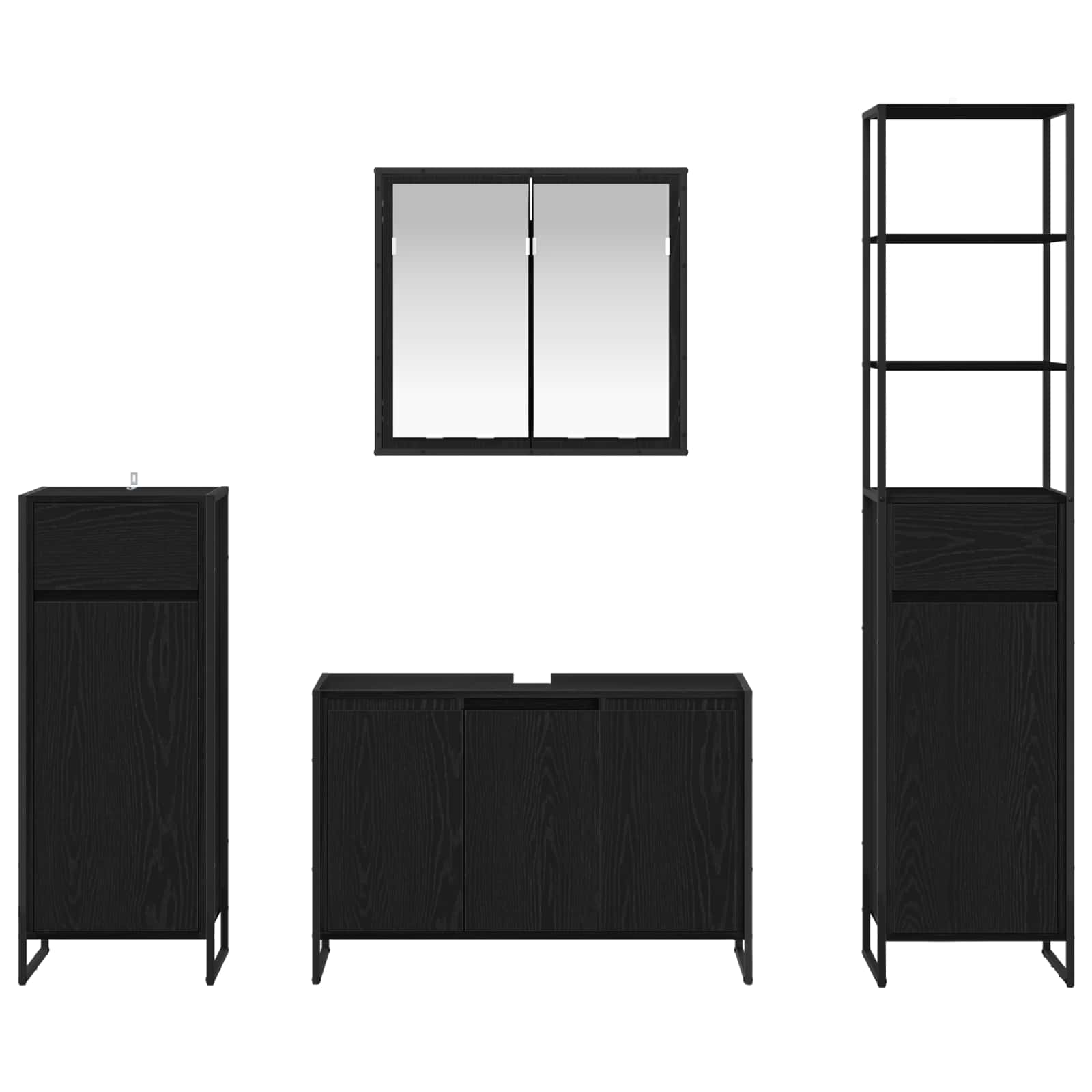 Ensemble de mobilier de salle de bain 4 pc Chêne noir - XIOS