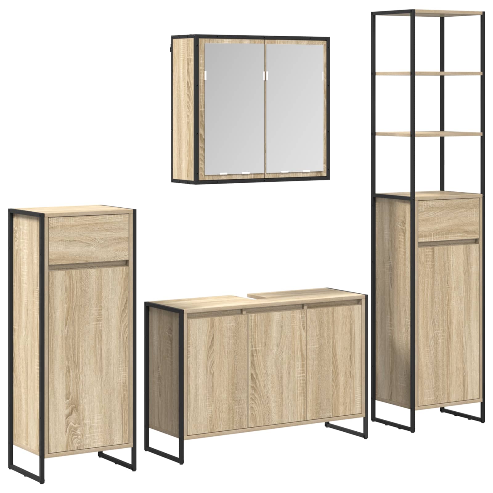 Ensemble de mobilier de salle de bain 4 pc Chêne Sonoma - XIOS