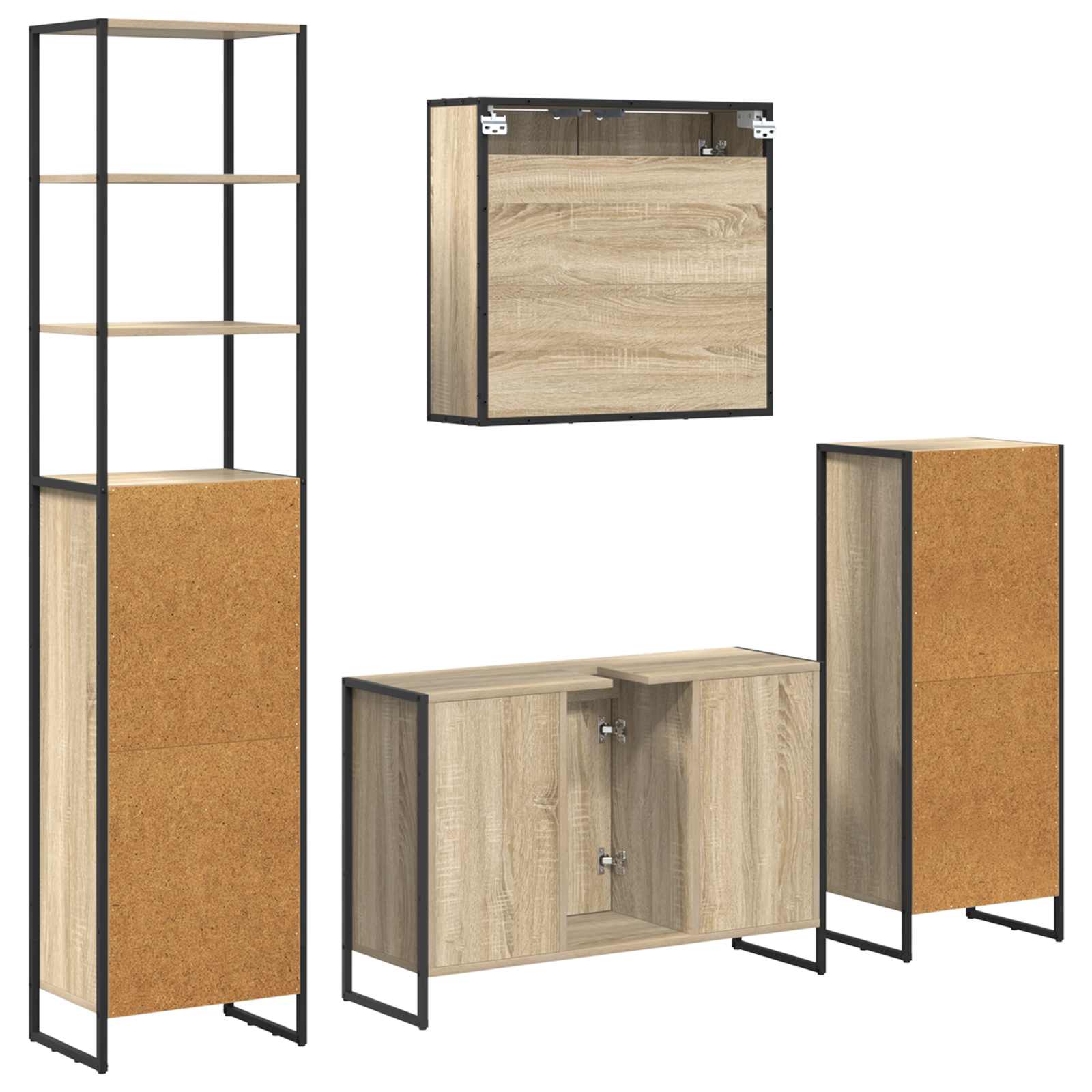 Ensemble de mobilier de salle de bain 4 pc Chêne Sonoma - XIOS