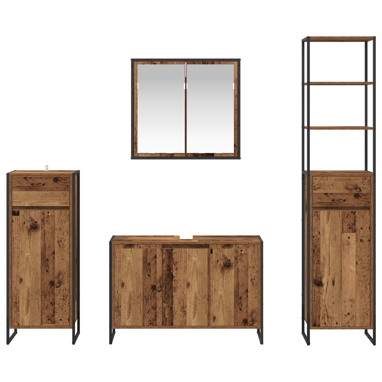 Ensemble de mobilier de salle de bain 4 pc Bois ancien - XIOS