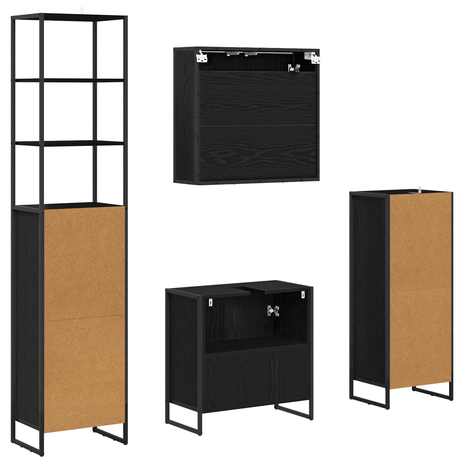 Ensemble de mobilier de salle de bain 4 pc Chêne noir - XIOS