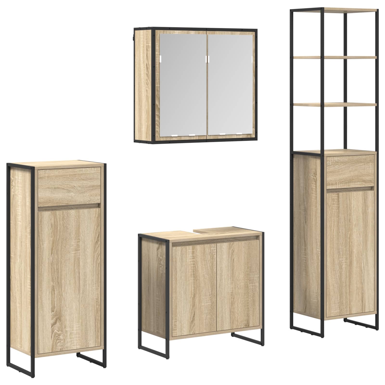 Ensemble de mobilier de salle de bain 4 pc Chêne Sonoma - XIOS