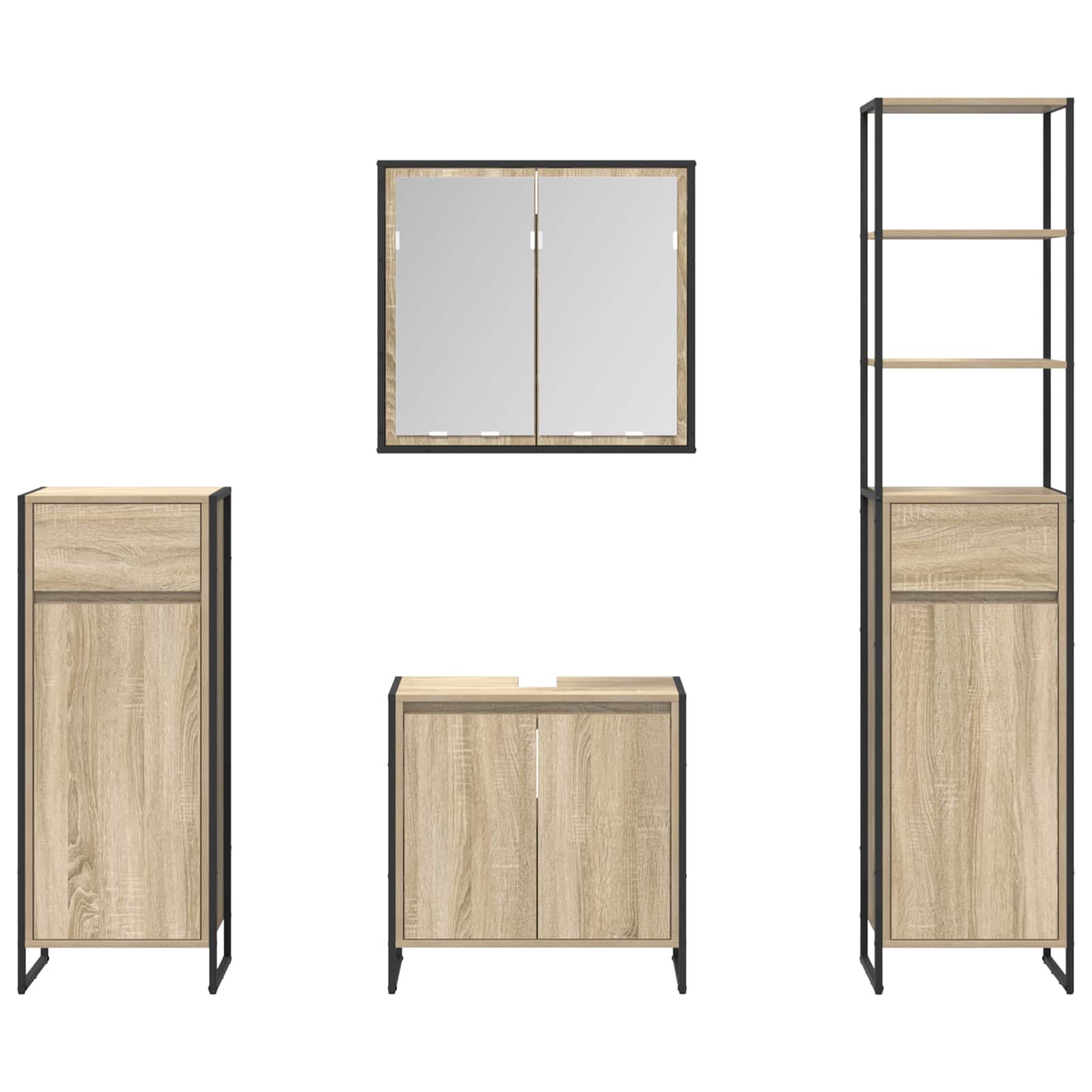 Ensemble de mobilier de salle de bain 4 pc Chêne Sonoma - XIOS