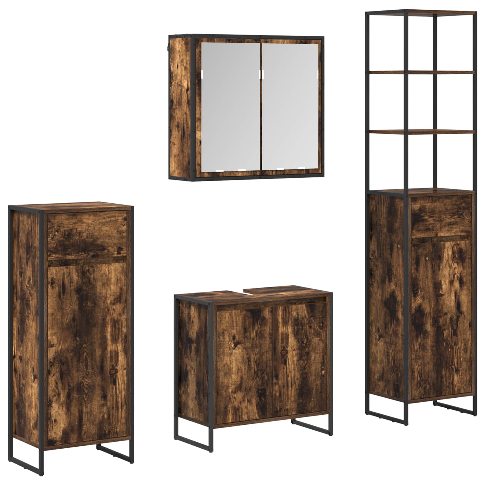 Ensemble de mobilier de salle de bain 4 pc Chêne fumé - XIOS