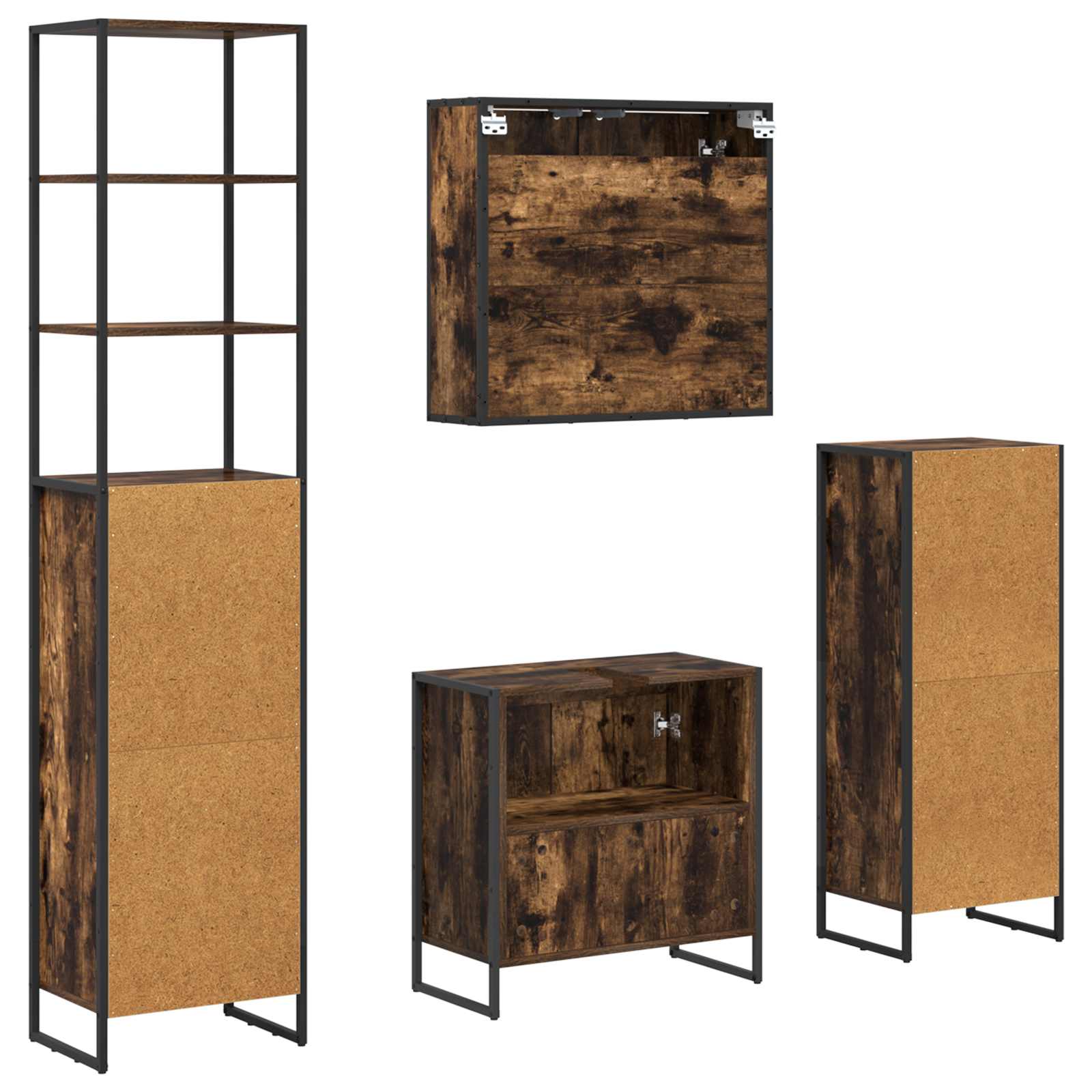 Ensemble de mobilier de salle de bain 4 pc Chêne fumé - XIOS