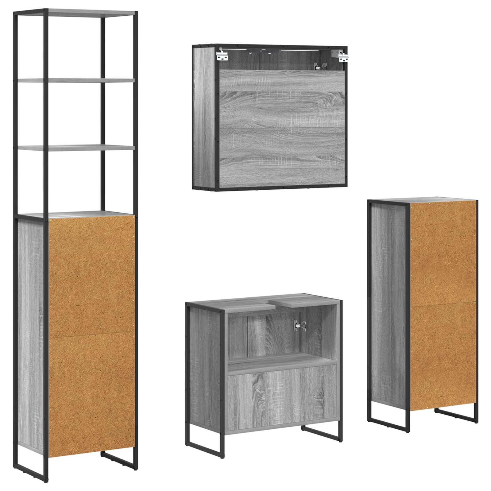 Ensemble de mobilier de salle de bain 4 pc Gris Sonoma - XIOS