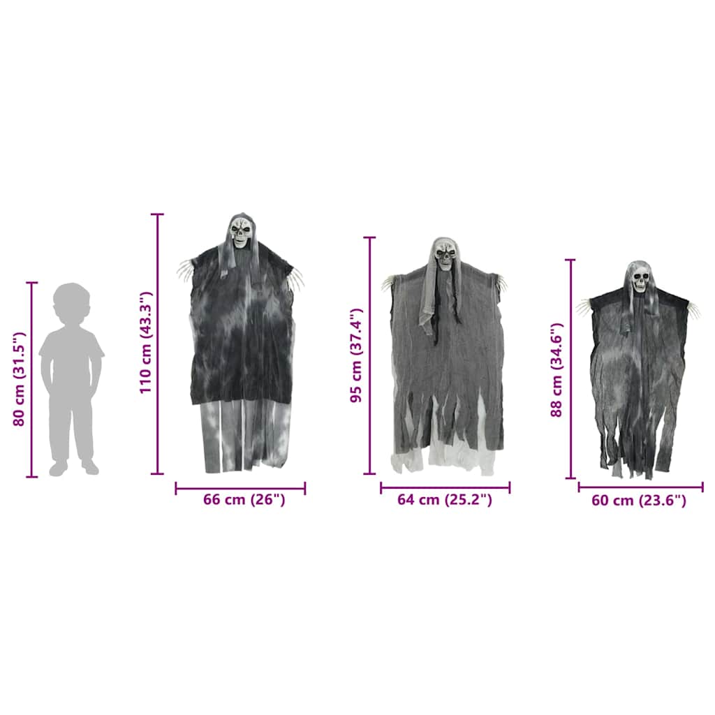 Fantôme Suspendu Halloween 3 pcs Noir 66 x 110 cm Polyester - XIOS