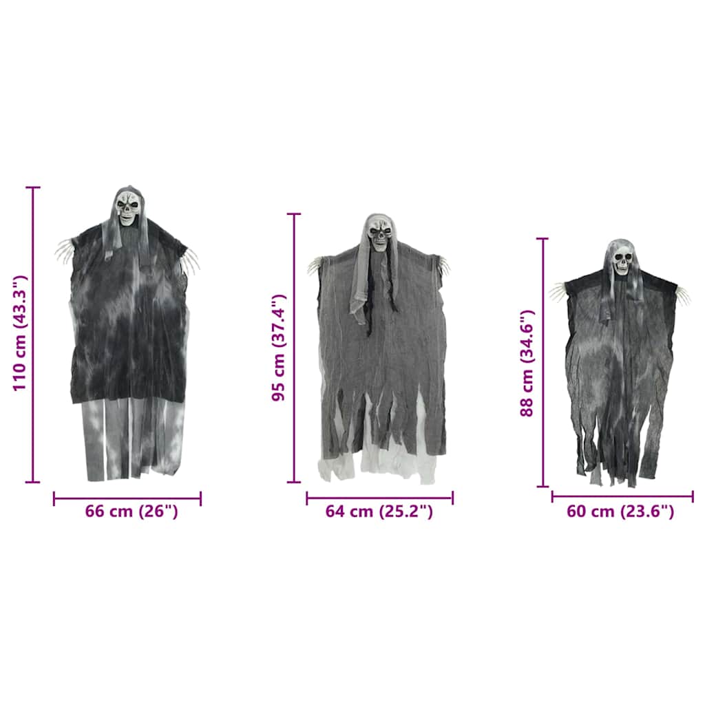 Fantôme Suspendu Halloween 3 pcs Noir 66 x 110 cm Polyester - XIOS