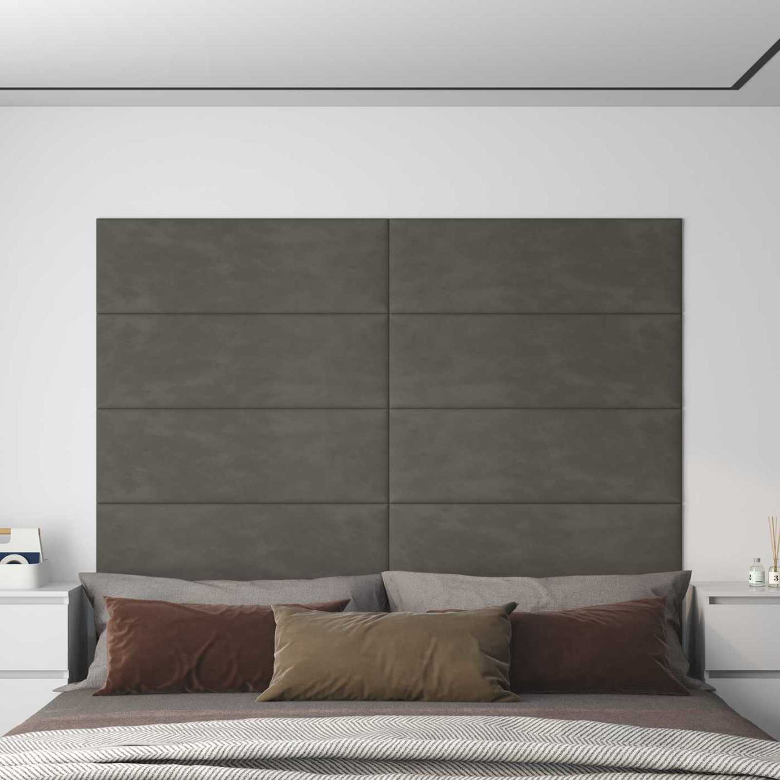 Tête de lit murale 12 pcs Gris foncé Velours - XIOS