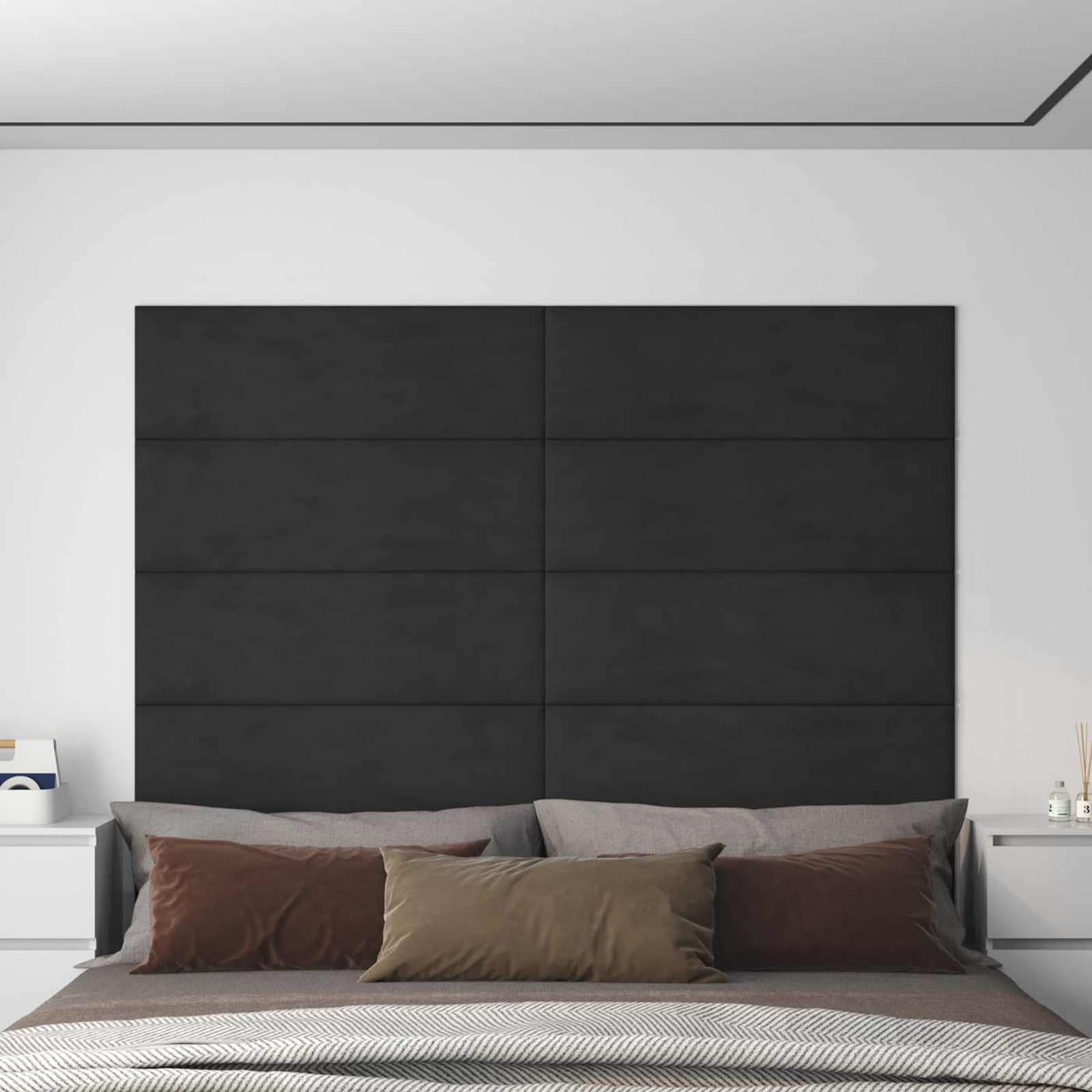 Tête de lit murale 12 pcs Noir Velours - XIOS