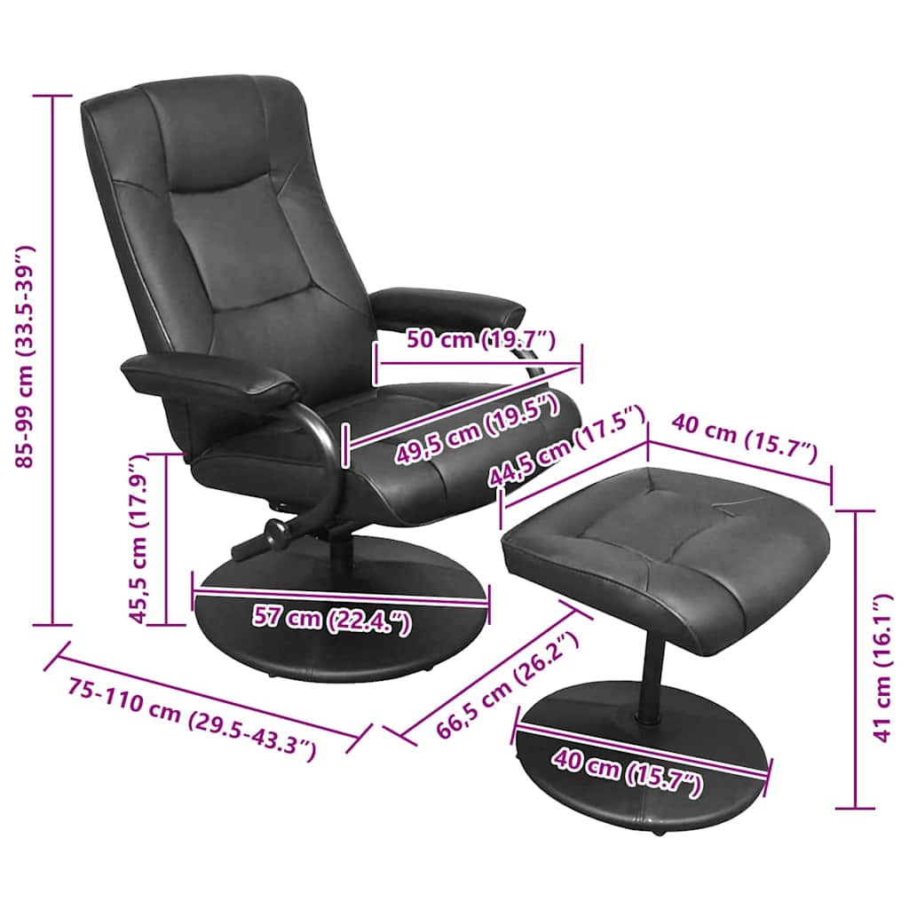 Fauteuil inclinable Noir 66,5 x 75 x 99 cm Faux cuir - XIOS