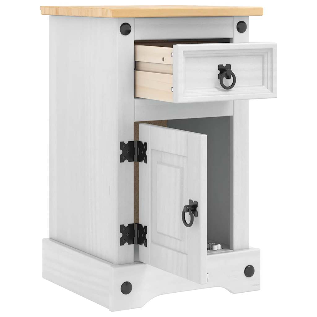 Table de chevet Corona Blanc 35 x 32,5 x 58 cm Pin massif - XIOS
