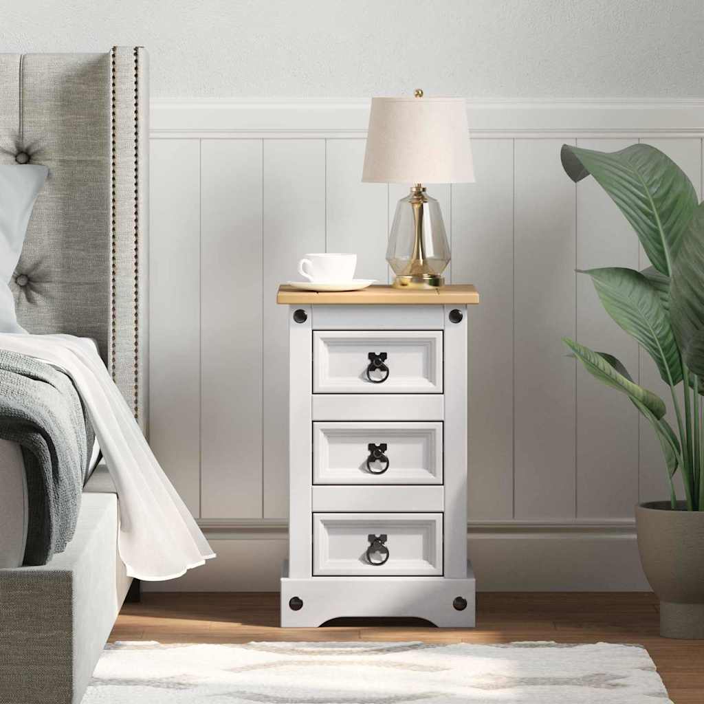 Table de chevet Corona Blanc 35 x 32,5 x 58 cm Pin massif - XIOS