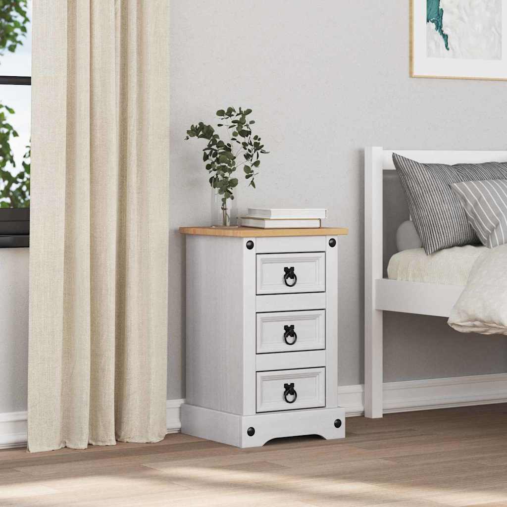 Table de chevet Corona Blanc 35 x 32,5 x 58 cm Pin massif - XIOS