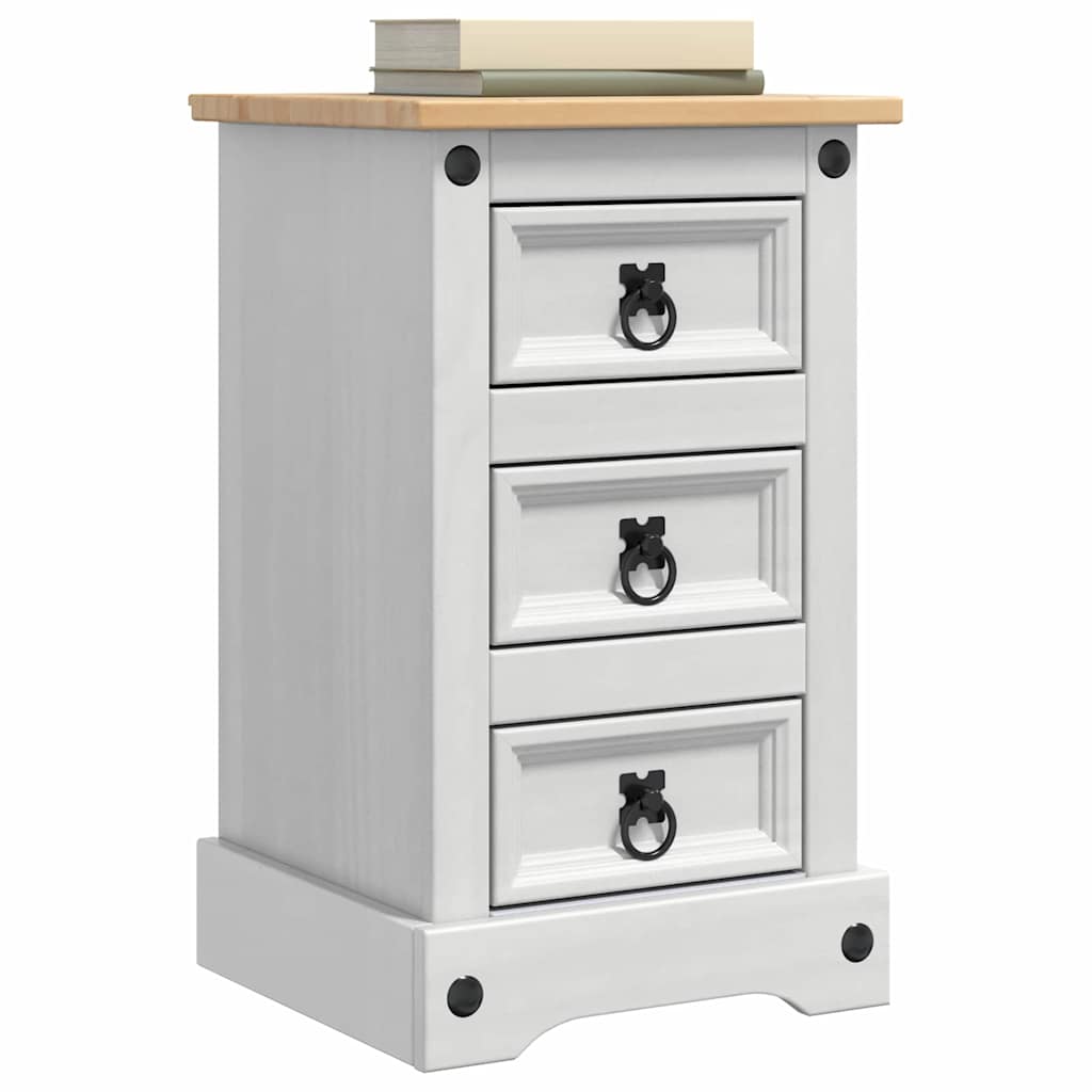 Table de chevet Corona Blanc 35 x 32,5 x 58 cm Pin massif - XIOS