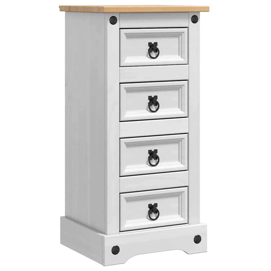 Table de chevet avec tiroir Blanc 35 x 32,5 x 74 cm Pin massif - XIOS