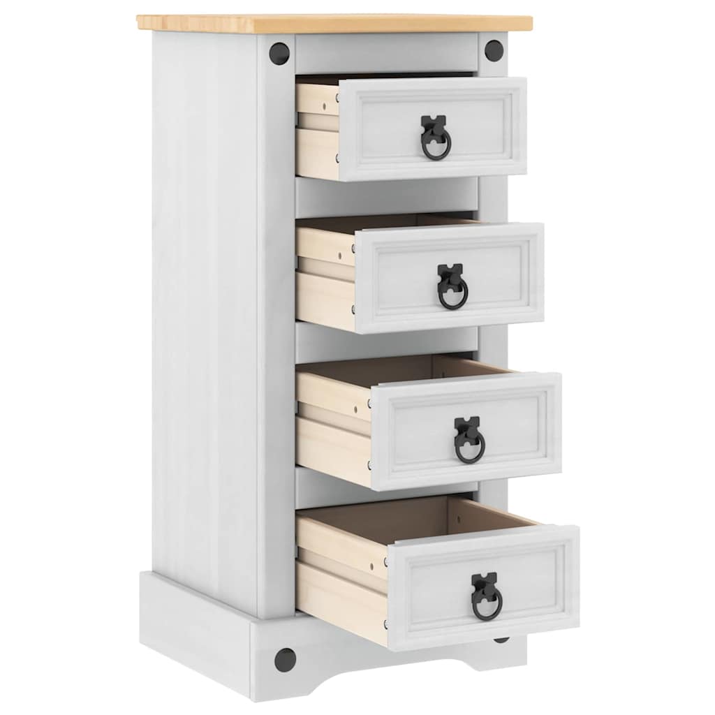 Table de chevet avec tiroir Blanc 35 x 32,5 x 74 cm Pin massif - XIOS