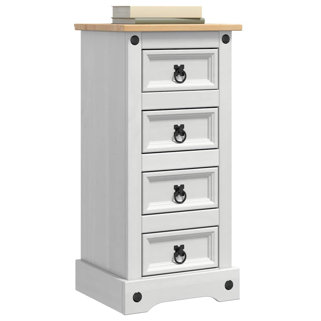 Table de chevet avec tiroir Blanc 35 x 32,5 x 74 cm Pin massif - XIOS