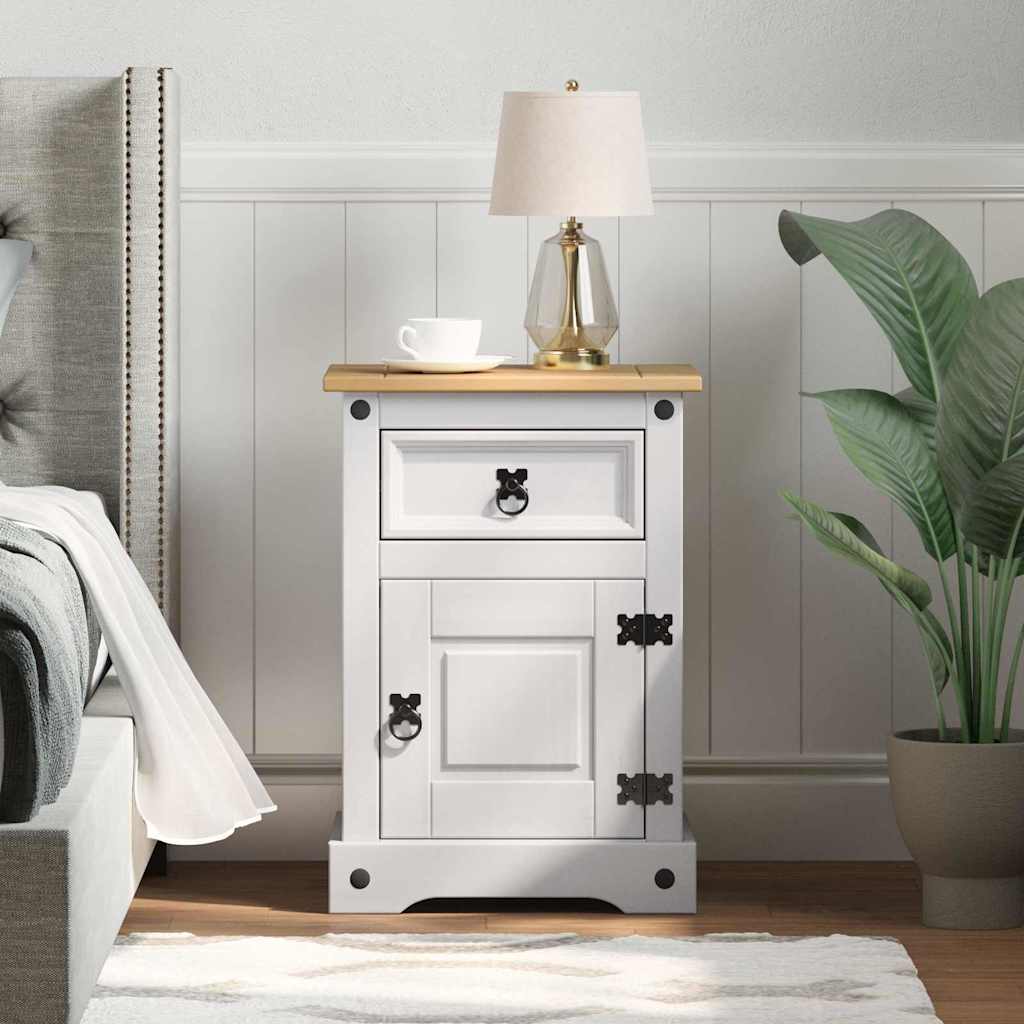 Table de chevet Corona Blanc 45 x 35 x 64 cm Pin massif - XIOS