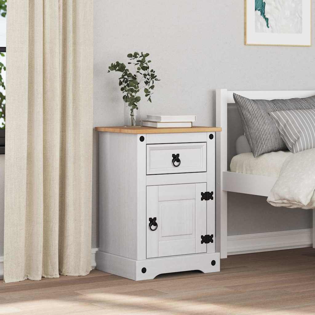 Table de chevet Corona Blanc 45 x 35 x 64 cm Pin massif - XIOS