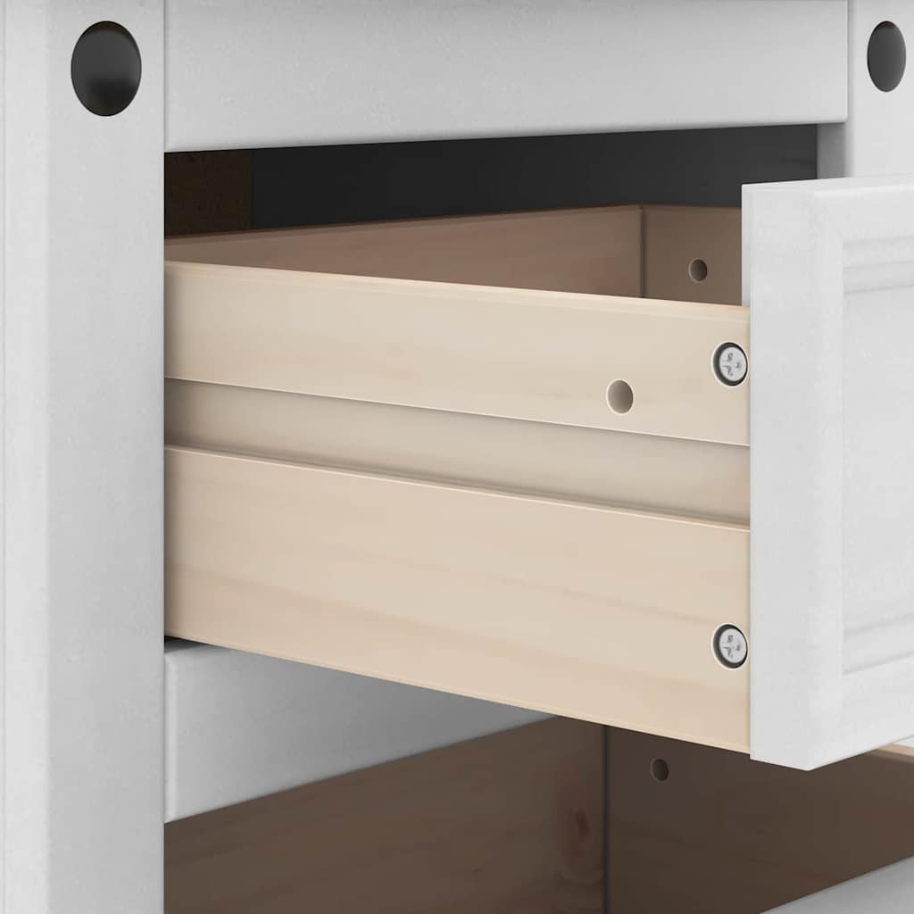 Table de chevet avec tiroir Blanc 45 x 35 x 64 cm Pin massif - XIOS