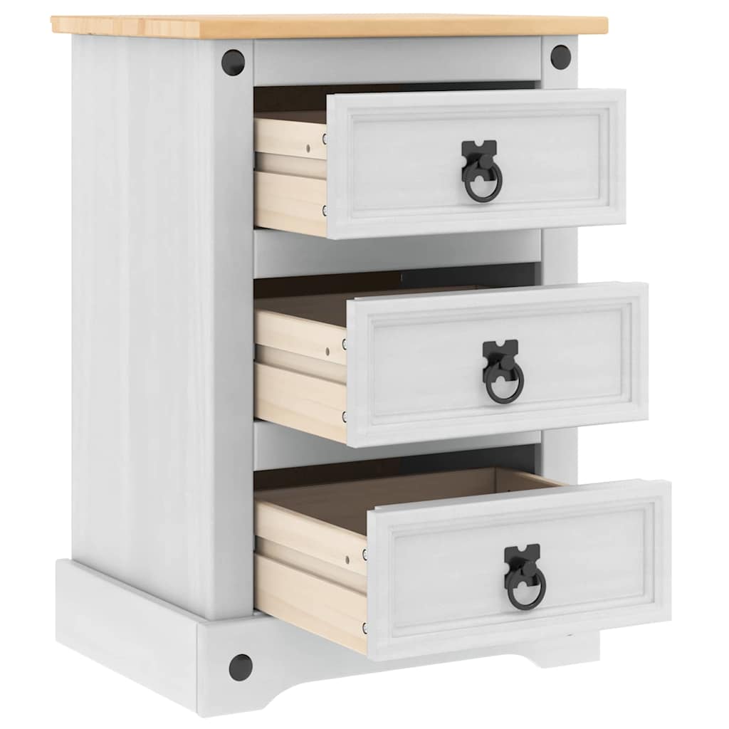 Table de chevet avec tiroir Blanc 45 x 35 x 64 cm Pin massif - XIOS