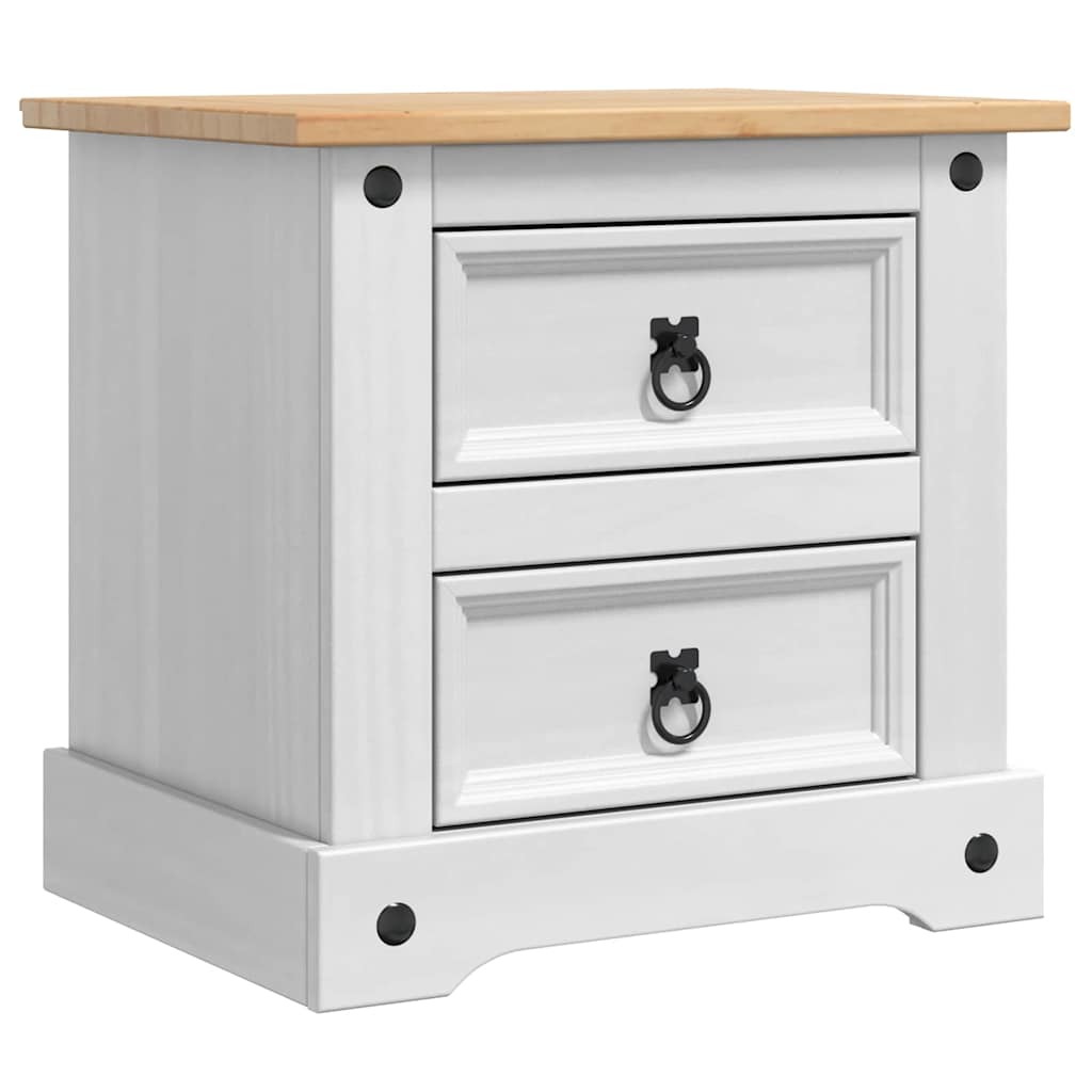 Table de chevet avec tiroir Blanc 53 x 39 x 47 cm Pin massif - XIOS