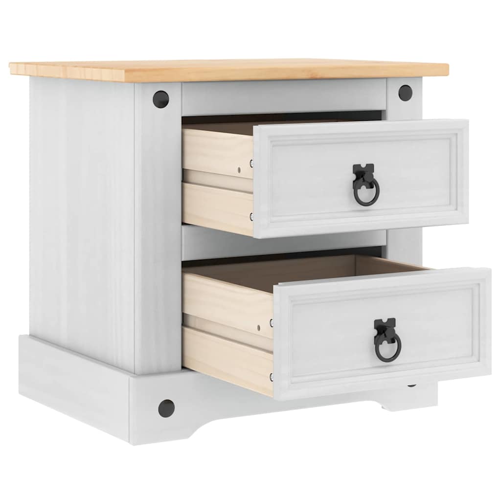Table de chevet avec tiroir Blanc 53 x 39 x 47 cm Pin massif - XIOS