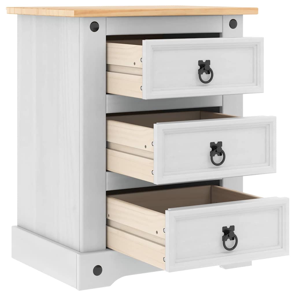 Table de chevet avec tiroir Blanc 53 x 39 x 66 cm Pin massif - XIOS