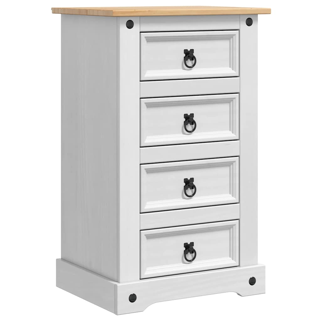 Table de chevet avec tiroir Blanc 53 x 39 x 84 cm Pin massif - XIOS