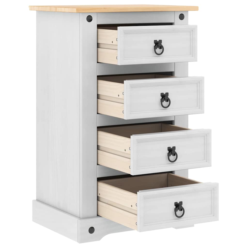 Table de chevet avec tiroir Blanc 53 x 39 x 84 cm Pin massif - XIOS