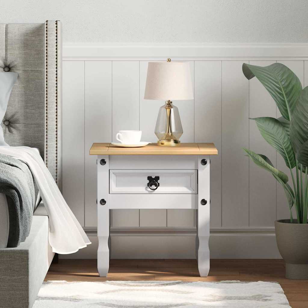 Table d'appoint avec tiroir Blanc 50 x 50 x 50 cm Pin massif - XIOS