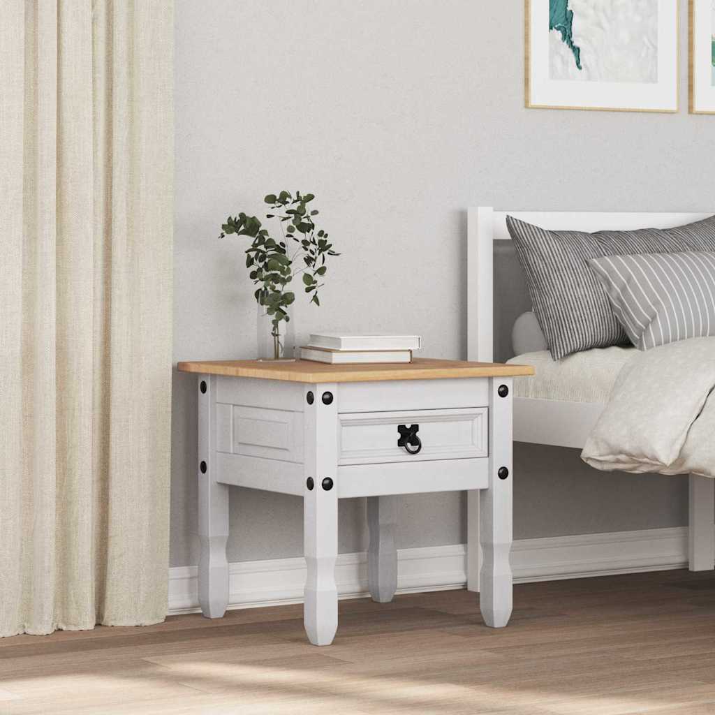 Table d'appoint avec tiroir Blanc 50 x 50 x 50 cm Pin massif - XIOS