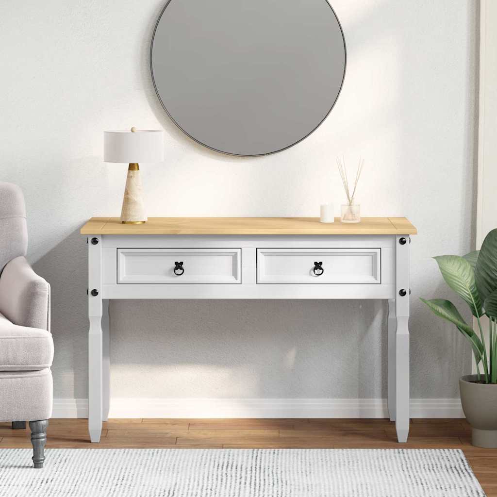 Table d'appoint avec tiroir Blanc 115 x 46 x 73 cm Pin massif - XIOS