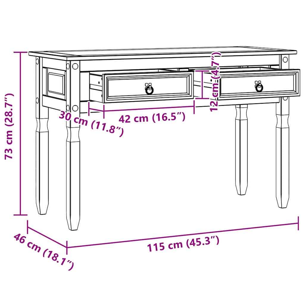 Table d'appoint avec tiroir Blanc 115 x 46 x 73 cm Pin massif - XIOS