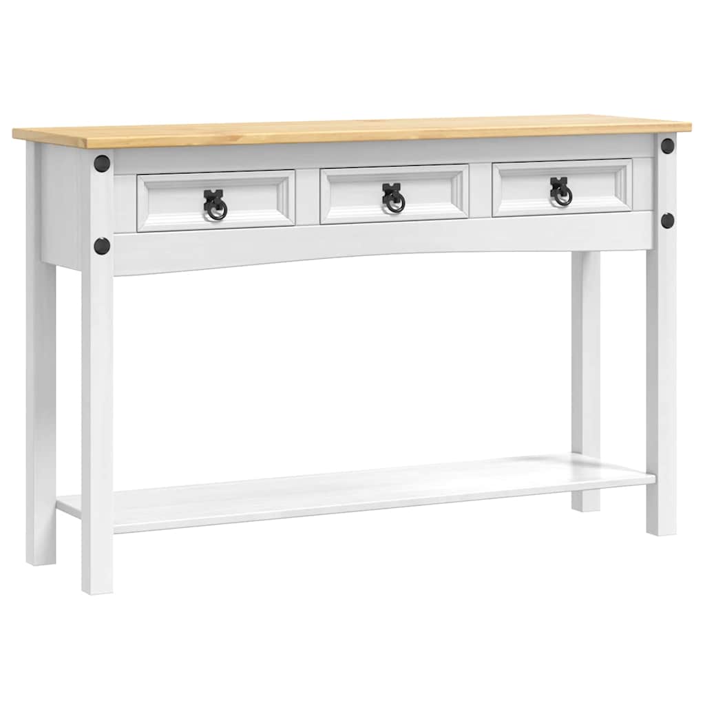 Table d'appoint avec tiroir Blanc 114 x 34,5 x 73 cm Pin massif - XIOS