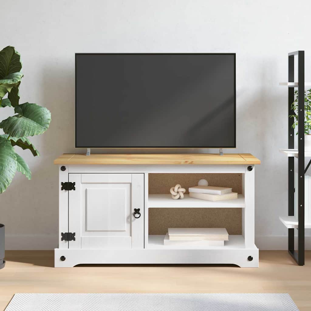 Meuble TV Corona Blanc 100 x 40 x 52 cm Pin massif - XIOS