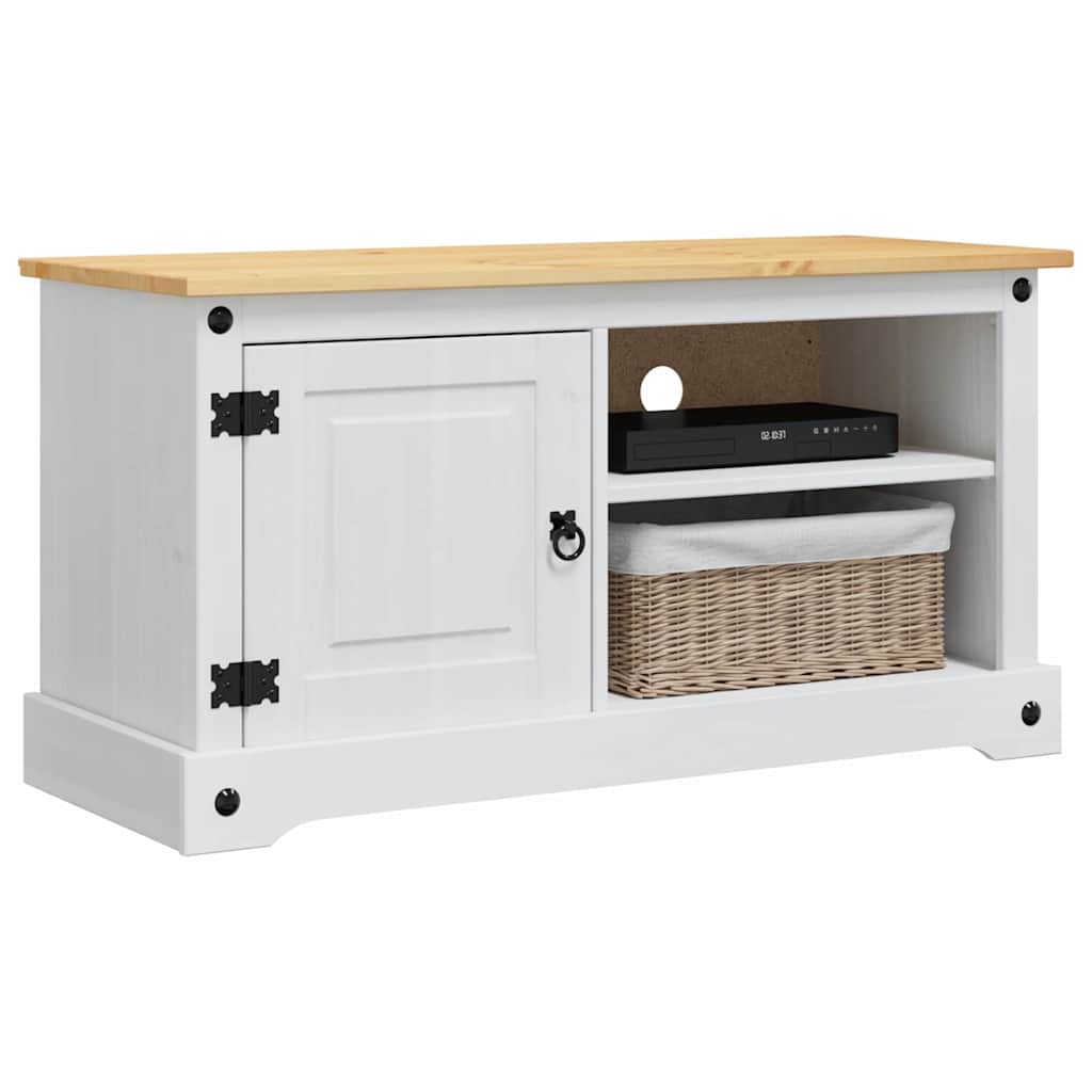 Meuble TV Corona Blanc 100 x 40 x 52 cm Pin massif - XIOS
