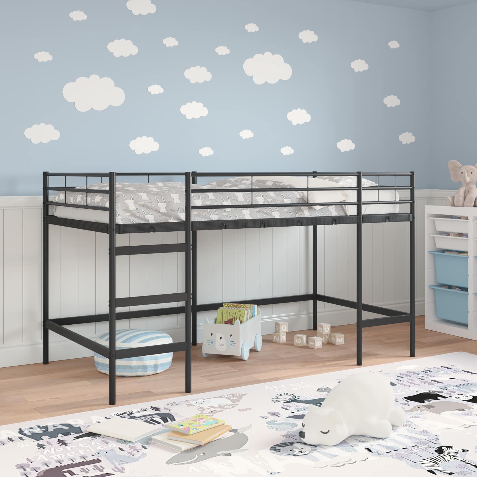 Lit mezzanine pour enfants Noir 100 x 201 cm - XIOS
