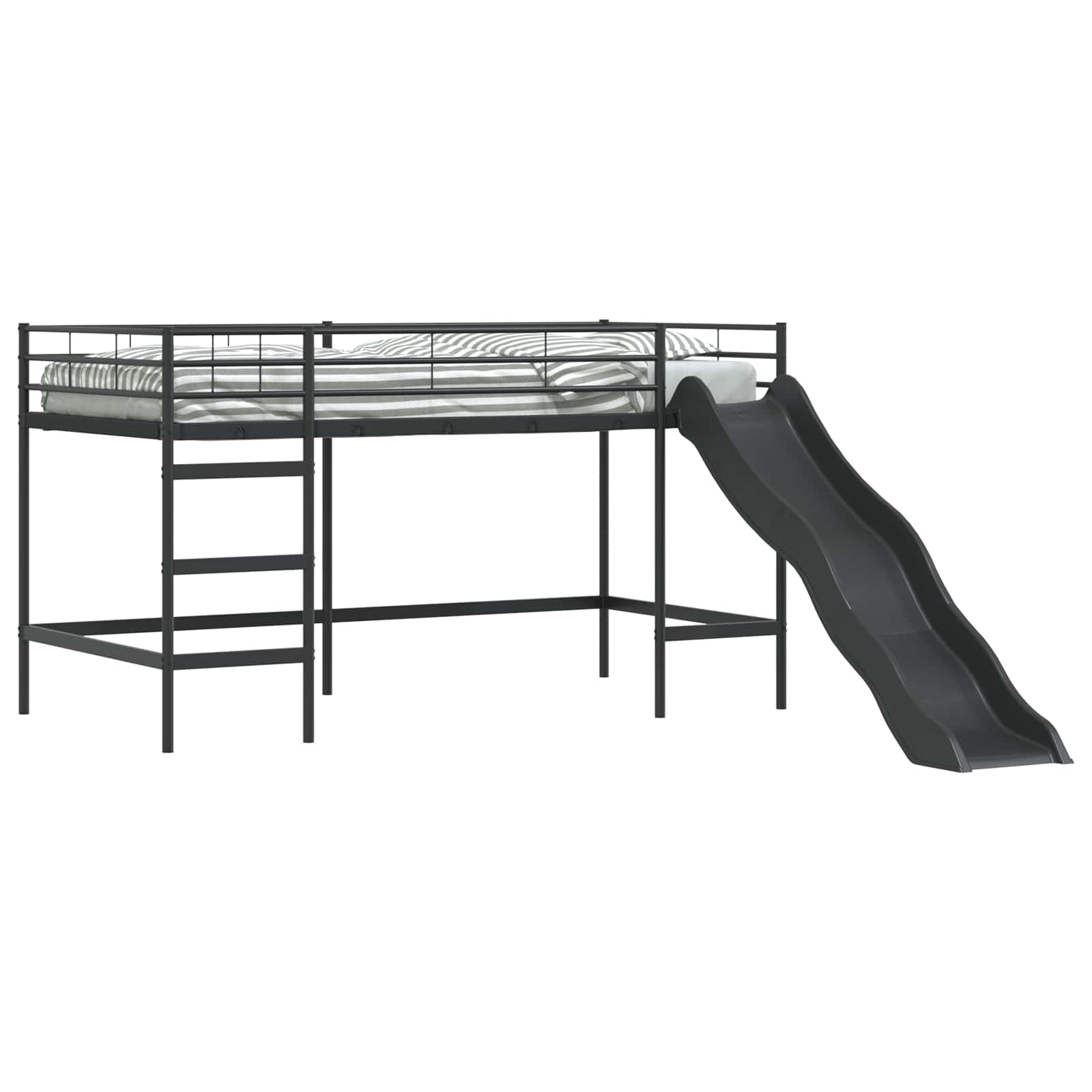 Lit superposé pour enfants avec toboggan Noir et anthracite - XIOS