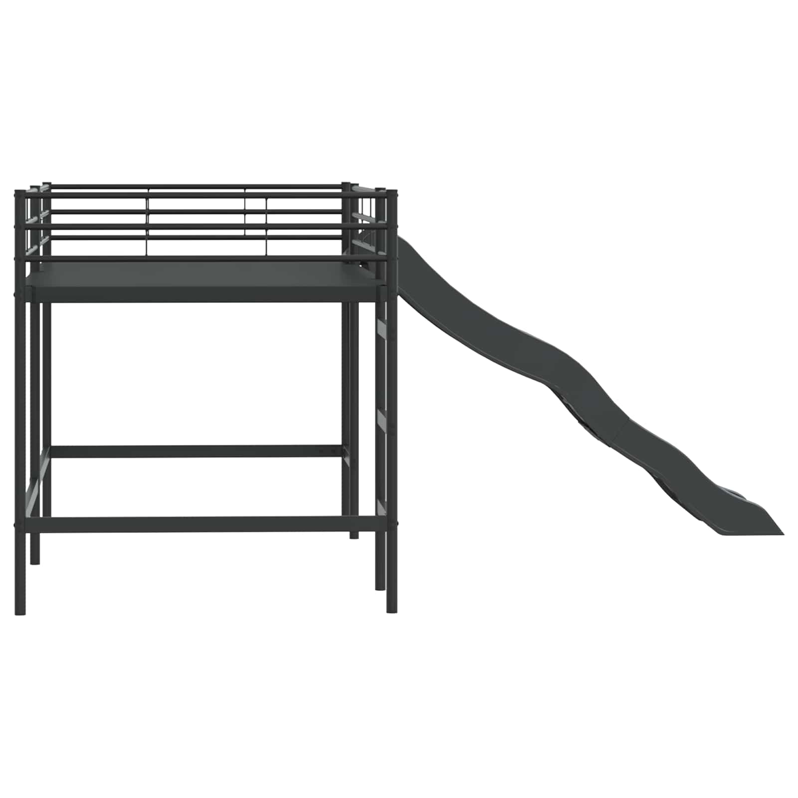Lit superposé pour enfants avec toboggan Noir et anthracite - XIOS
