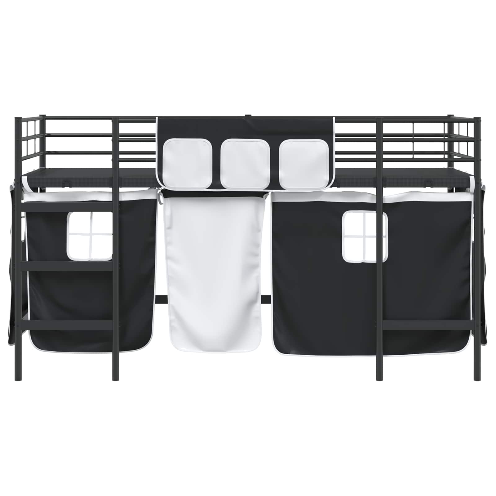 Cadre de Lit Mezzanine pour Enfants avec Rideaux Noir - XIOS