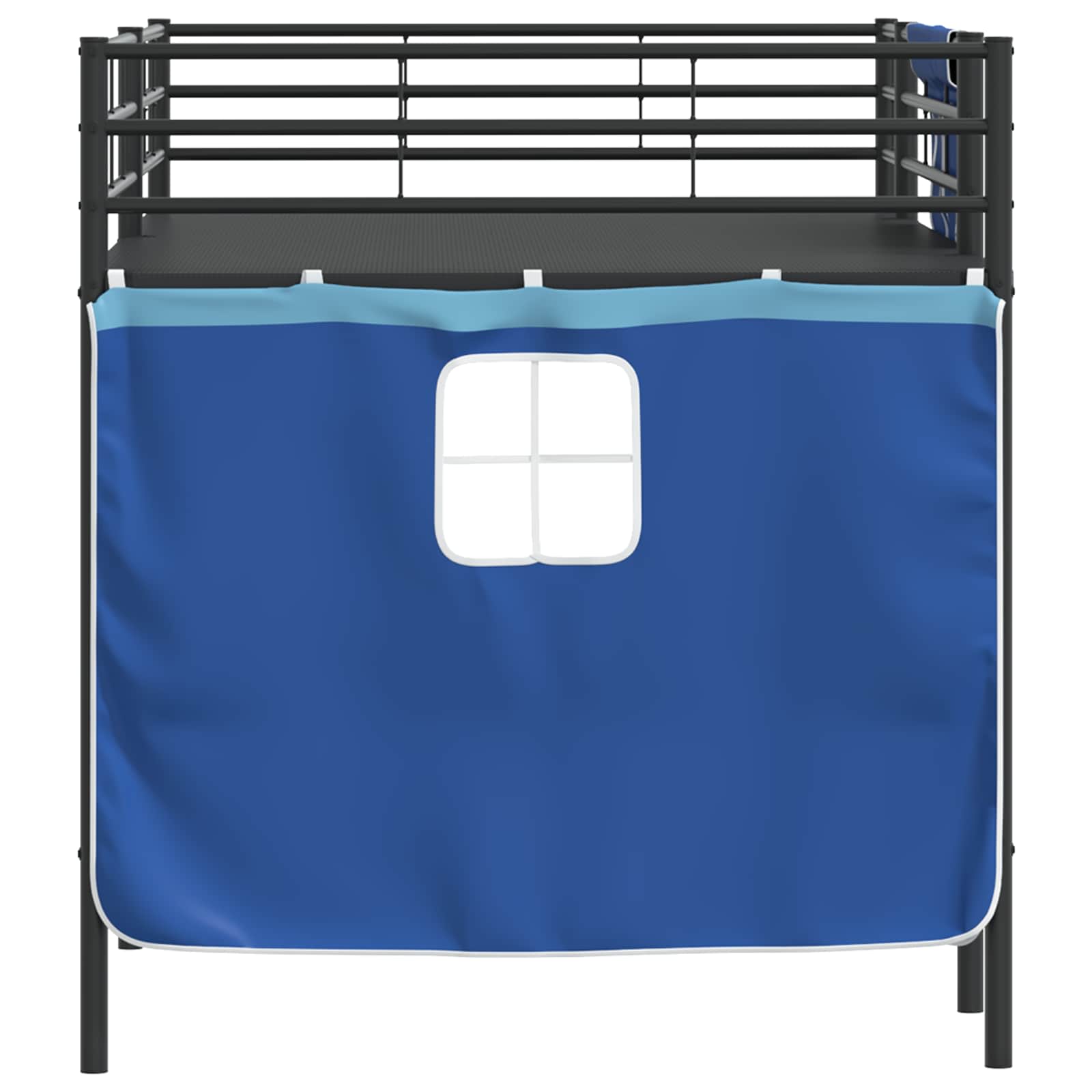 Cadre de Lit Mezzanine pour Enfants avec Rideaux Noir et Bleu - XIOS