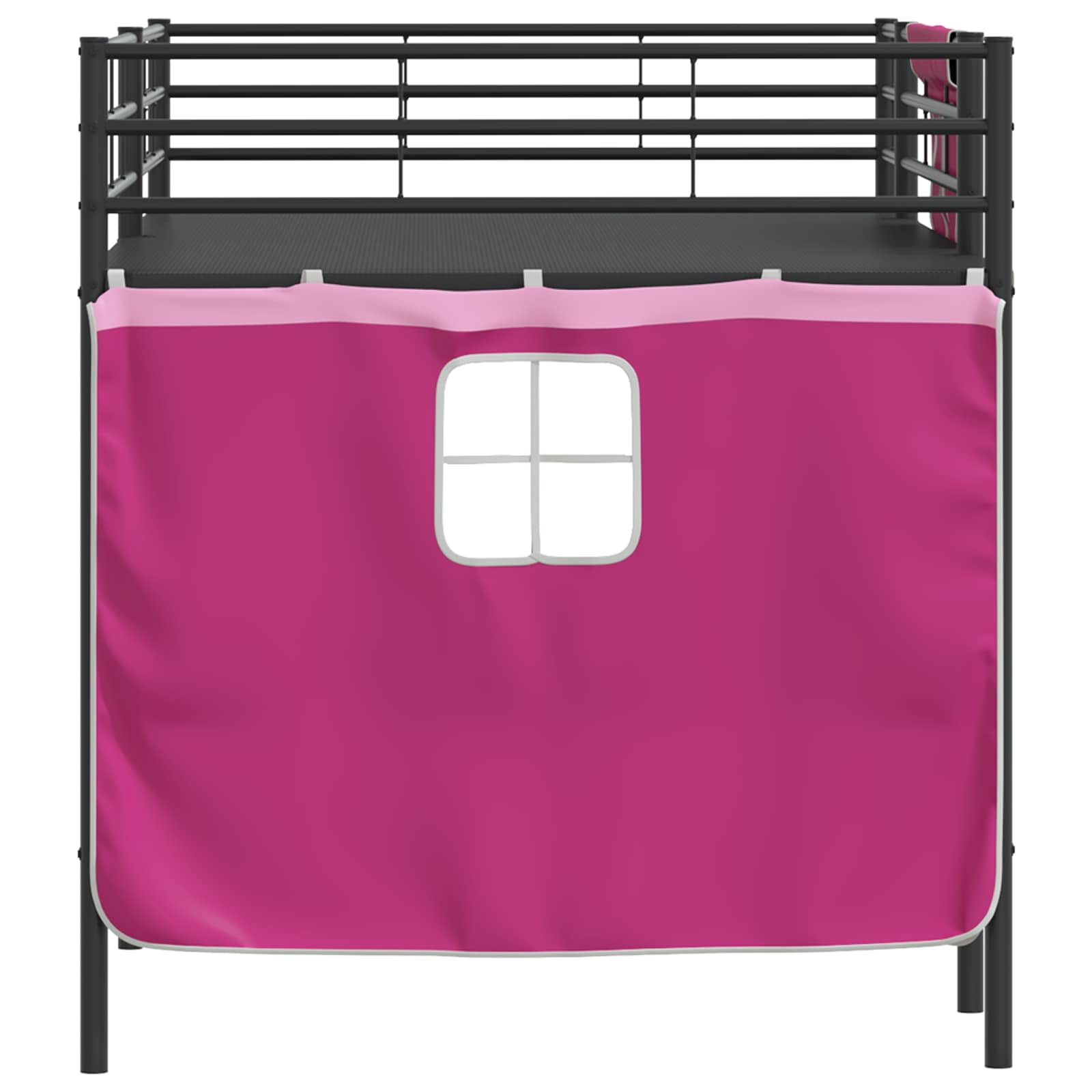 Cadre de Lit Mezzanine pour Enfants avec Rideaux Noir et rose - XIOS