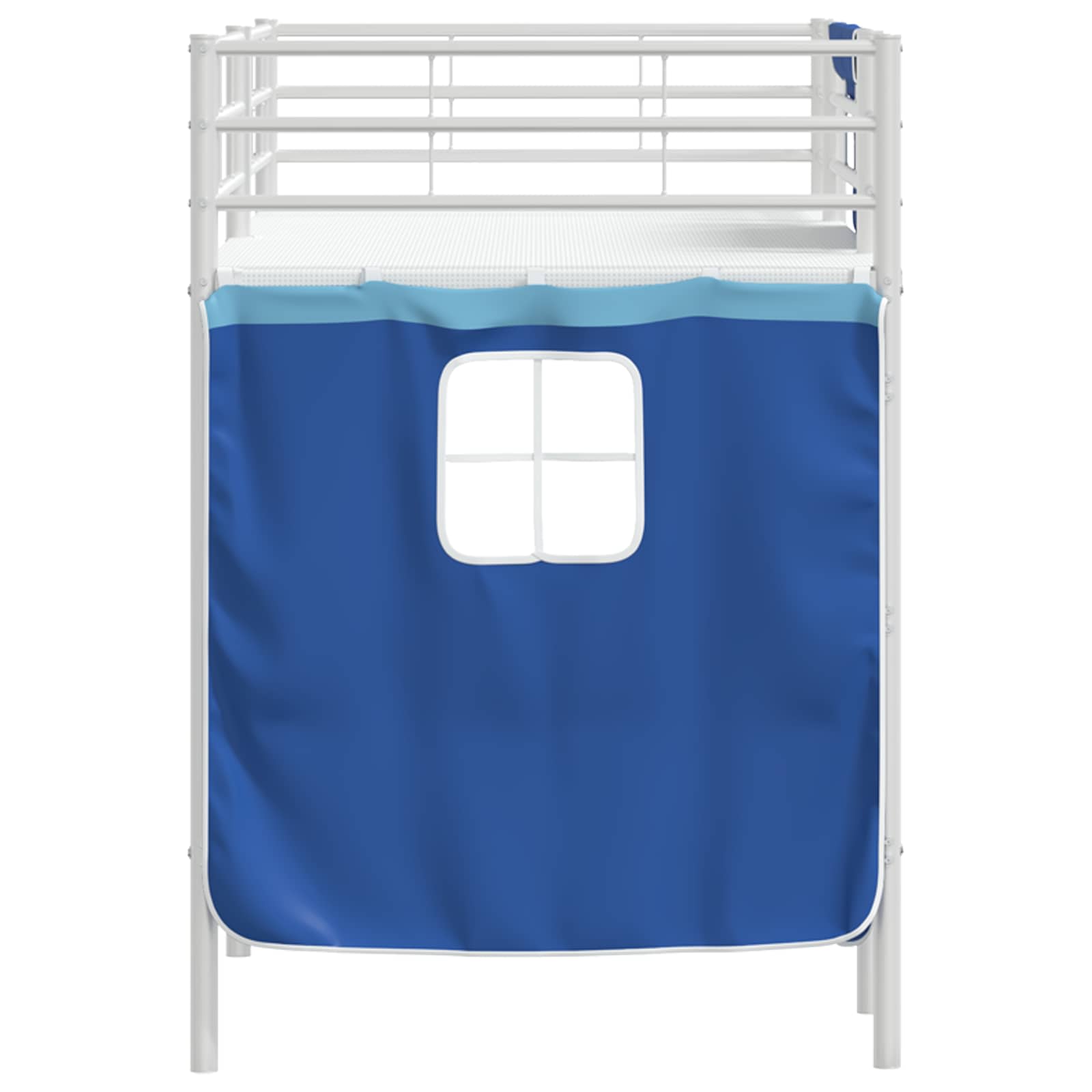 Cadre de Lit Mezzanine pour Enfants avec Rideaux Blanc et Bleu - XIOS