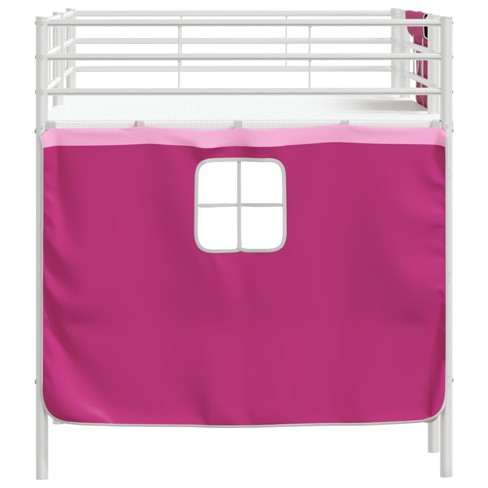 Cadre de Lit Mezzanine pour Enfants avec Rideaux Blanc et rose - XIOS