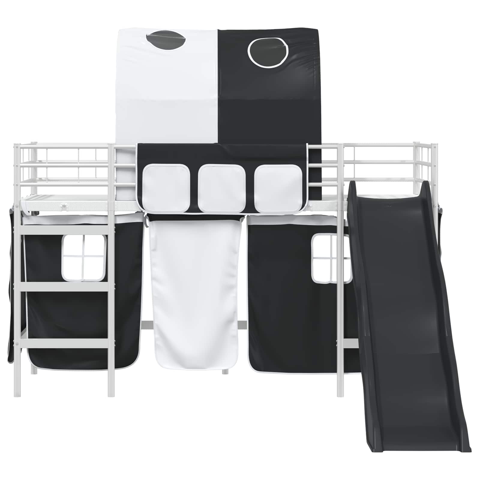 Lit mezzanine pour enfants Blanc et Noir 100 x 190 cm Métал - XIOS
