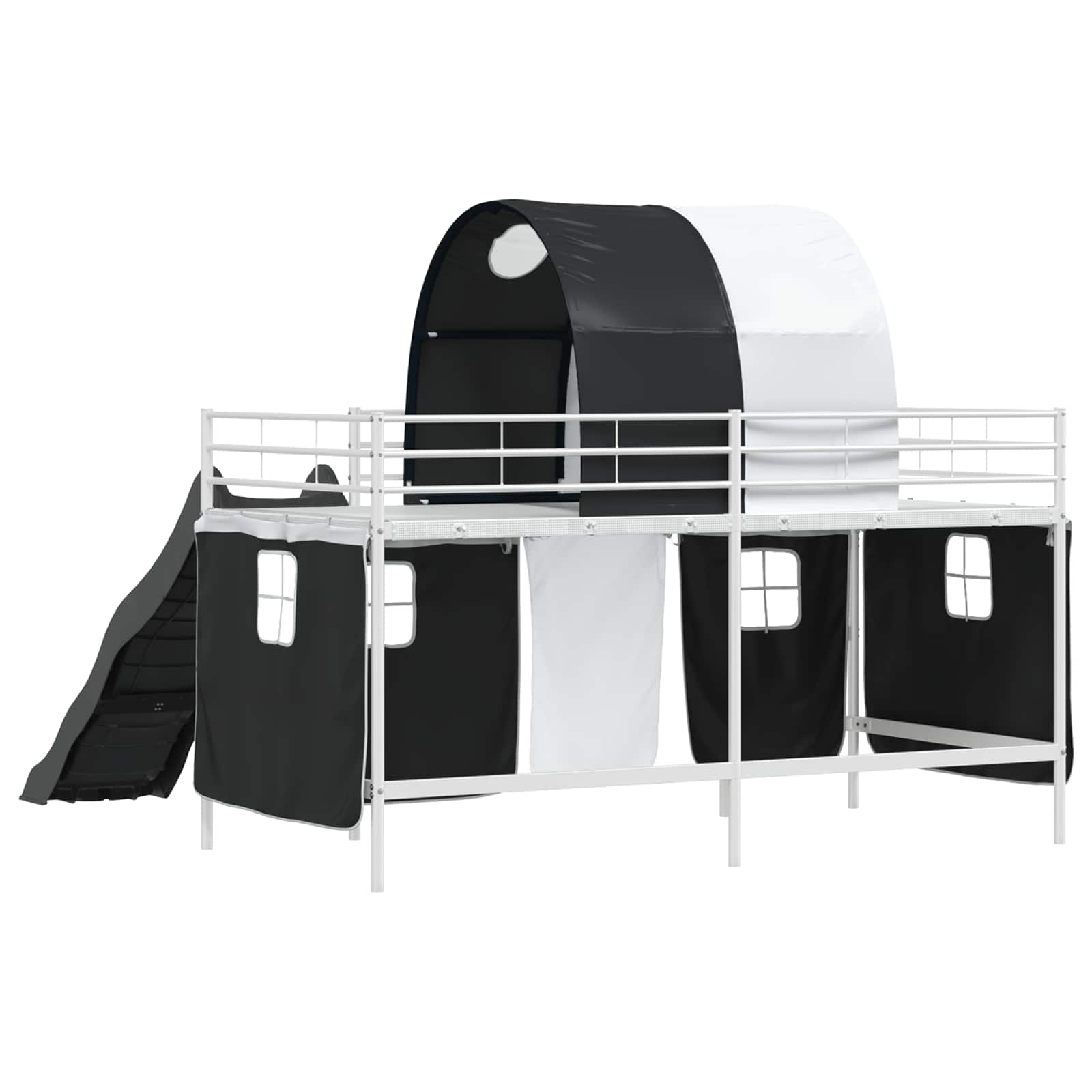 Lit mezzanine pour enfants Blanc et Noir 107 x 200 cm Métал - XIOS